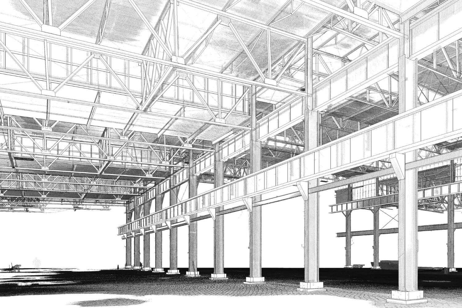 Scan to BIM / Point Cloud to BIM — industrial facility point cloud model